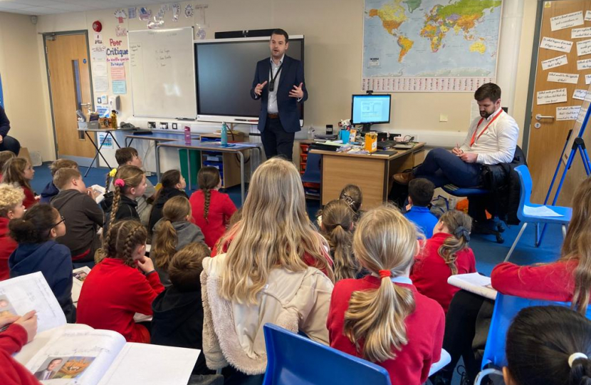 Paul speaking to pupils at Shamblehurst Primary school